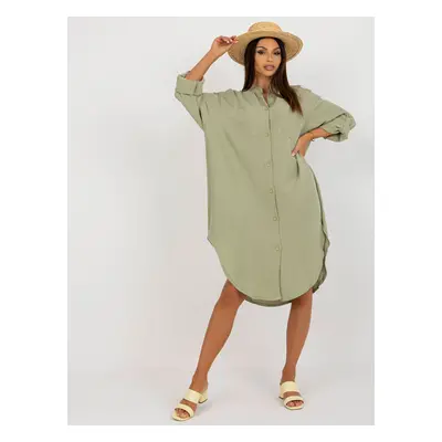 Khaki košilové midi šaty TW-SK-BE-199D.85P-light green