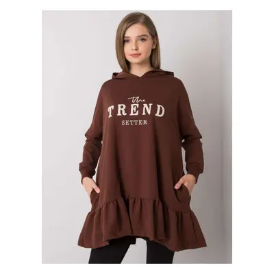 Tmavě hnědá dámská tunika s nápisem TREND FA-TU-7369.41X-brown