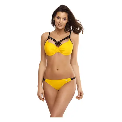 Žluté push-up bikiny s ozdobnými pruhy ve výstřihu Electra Saffron M-542 (3)