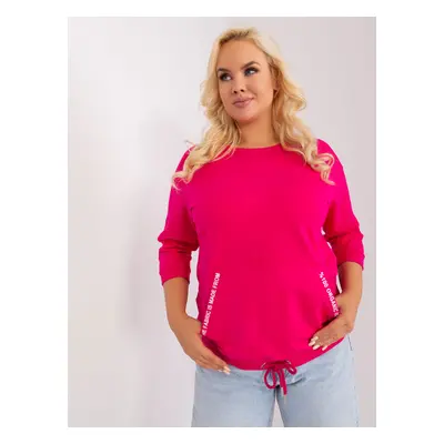 Tmavě růžové bavlněné triko s klokaní kapsou a 3/4rukávem RV-BZ-9105.46P-dark pink