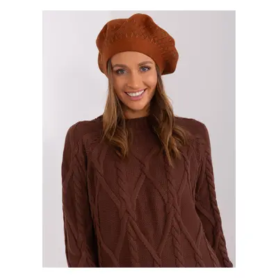 Hnědý baret s kamínky AT-CZ-231605.24P-brown