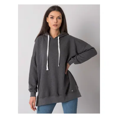 Tmavě šedá dámská mikina s kapucí RV-BL-7190.38X-dark gray