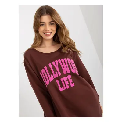 Mikinové šaty Hollywood life - hnědá/růžová -VI-BL-3102.01P-brown