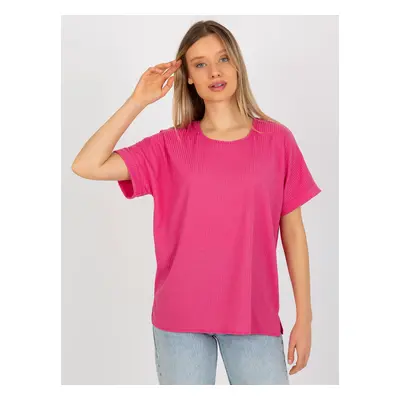 Fuchsiové žebrované volné triko LK-BZ-509252.25X-fuchsia