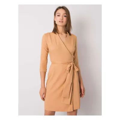 Béžové šaty s vázáním LK-SK-507665.17P-beige