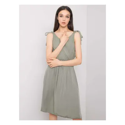 Khaki dámské šaty vázáním TW-SK-BI-81843.99-khaki