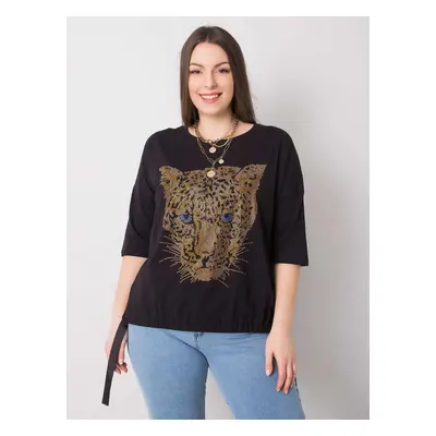 Černá dámská halenka s motivem leoparda -RV-BZ-6375.09P-black