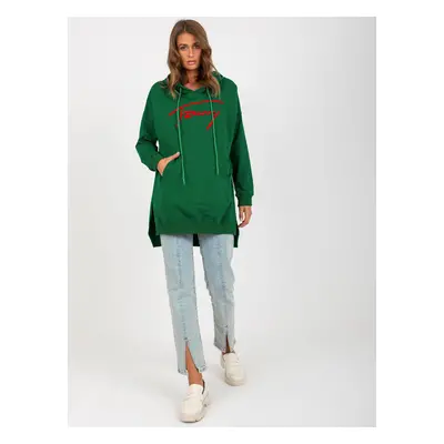 Tmavě zelená dlouhá mikina s rozparky -VI-BL-335.25X-dark green