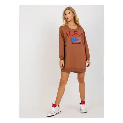 Světle hnědé mikinové šaty USA VI-BL-3192.23P-light brown