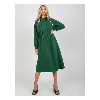 Tmavě zelené delší mikinové šaty s kapucí RV-SK-8336.12P-dark green