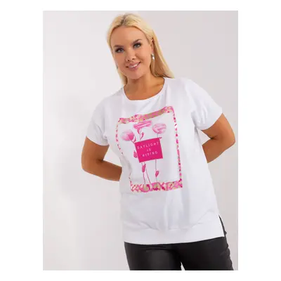 Bílé triko s růžovým potiskem RV-BZ-8738.80-white-pink