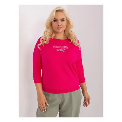 Tmavě růžové triko s 3/4 rukávem RV-BZ-9134.84P-dark pink