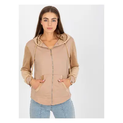 Béžová mikina na zip -FA-BL-8066.79-beige