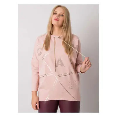 Pudrová halenka s potiskem písmen RV-BZ-7149.36P-powder pink