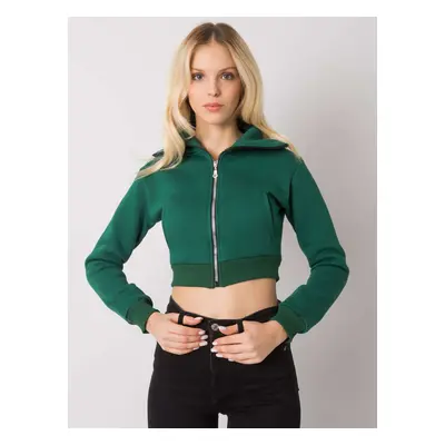 Tmavě zelená dámská krátká mikina na zip RV-BL-7305.79-dark green