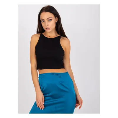 Černý žebrovaný crop top Margo -RV-TP-7685.74-black