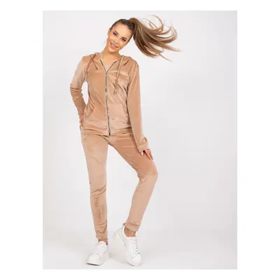 Tmavě béžový velurový komplet Ilaria -RV-KMPL-6087-1.95P-dark beige