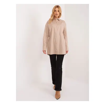 Tmavě béžová prodloužená košile -BA-KS-0378.60-dark beige