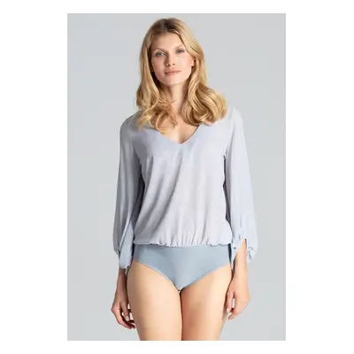 Elegantní body se vzdušnými rukávy M686 Grey