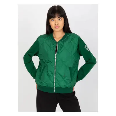 Tmavě zelená prošívaná bomber mikina RV-BL-8225.88-dark green