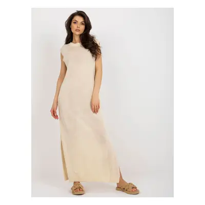 Světle béžové lehké maxi šaty bez rukávů BA-SK-C1002.61P-light beige