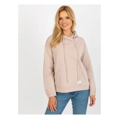 Béžová mikina s kapucí a klokaní kapsou RV-BL-8655.00P-beige