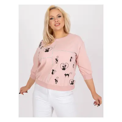 Růžová halenka s potiskem koček RV-BZ-7575.26P-pink