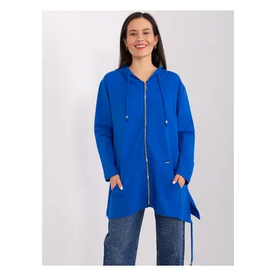 Modrá delší mikina na zip s kapucí -RV-BL-9022.72P-blue