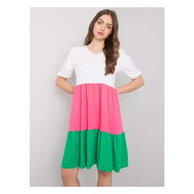 LEŽÉRNÍ ŠATY KYLIE - BÍLÁ-RŮŽOVÁ-ZELENÁ RV-SK-6764.64-WHITE-PINK-GREEN