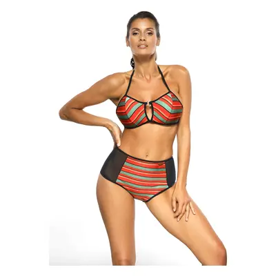 Černo-barevné pruhované bikiny Syndy Nero-Red M-606 (2)