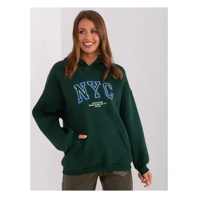 Tmavě zelená stylová mikina NYC -FA-BL-8808.95-dark green