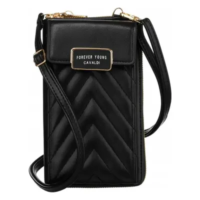 4U Cavaldi Černá prošívaná crossbody peněženka M673 M-10