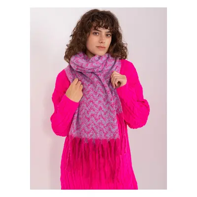 Tmavě růžová vzorovaná šála s třásněmi AT-SZ-23125.75-dark pink