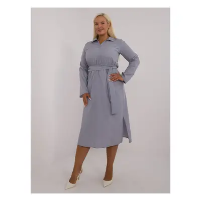 Šedé bavlněné plus size šaty LK-SK-509675.88-grey