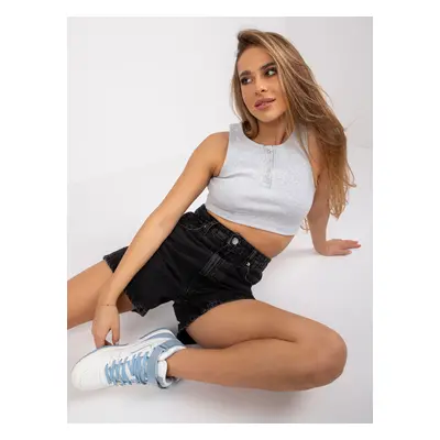 SVĚTLE ŠEDÝ CROP TOP S KNOFLÍČKY RILEY -RV-TP-7528.11X-LIGHT GREY