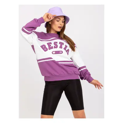 Fialová oversize dámská mikina s nápisem BESTIA FA-BL-7699.04P-purple