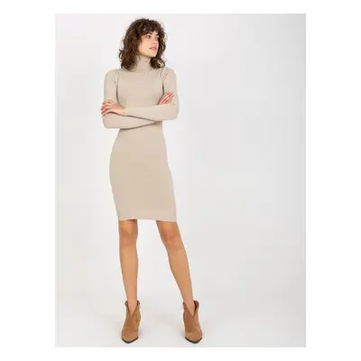 Béžové pletené šaty s rolákem -NM-SK-NG-2309.17X-beige