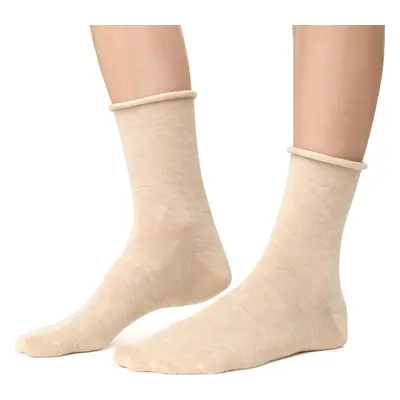 Béžové unisex kašmírové ponožky Art.083 JD001, BEIGE MELANGE