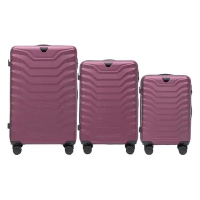 Tmavě růžová 3dílná PEAFOWL PEA01, Set of 3 suitcases (L,M,S) Wings, Burgundy