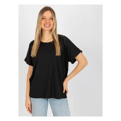 Černé žebrované volné triko LK-BZ-509252.25X-black