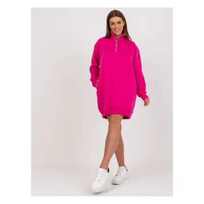 TMAVĚ RŮŽOVÉ OVERSIZE MIKINOVÉ ŠATY EM-BL-773.04-DARK PINK