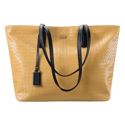 David Jones Žlutá shopper bag s pleteným efektem CM6019 YELLOW