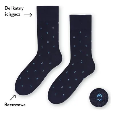 TMAVĚ MODRÉ PÁNSKÉ PONOŽKY K OBLEKU SE VZORY ART.056 HC219, NAVY BLUE - PRESSURE FREE