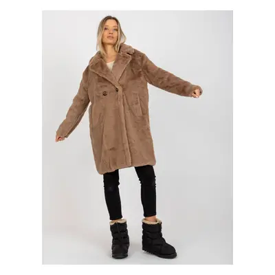 SVĚTLE HNĚDÝ DÁMSKÝ TEDDY KABÁT TW-PL-2118.95P-DARK BEIGE