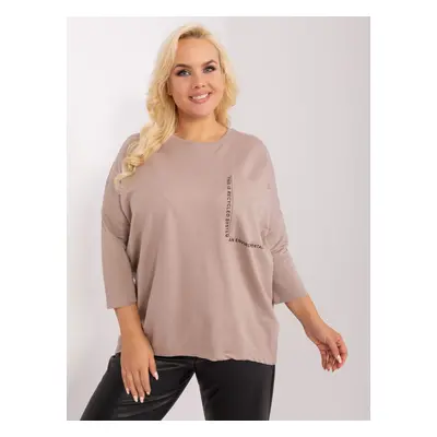 Tmavě béžová volná asymetrická halenka s kapsičkou RV-BZ-9088.53P-dark beige