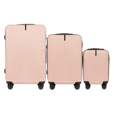 Pudrová sada 3 kufrů SN120-3, Set of 3 suitcases (L,M,XS) Wings ABS+, Pink