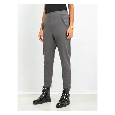 Dámské tmavě šedé tepláky se zipy -EM-DR-1697.38P-dark gray