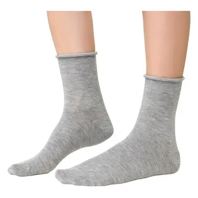 Šedé unisex kašmírové ponožky Art.083 JD002, GRAY MELANGE