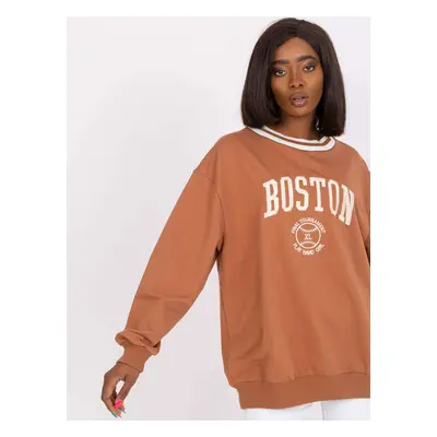 Světle hnědá mikina Louna s potiskem "Boston" -FA-BL-7636.46P-light brown