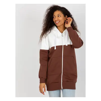 Hnědo-bílá dámská mikina na zip EM-BL-762.24X-brown